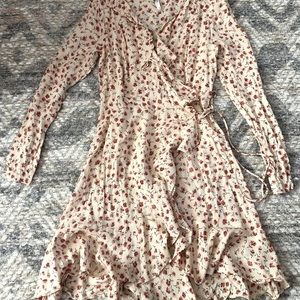 Free People wrap dress with small pink flowers